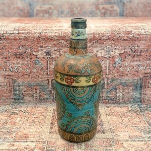Boho folk painted bottle